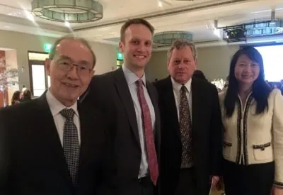 gala4 Dr. Sujuan Ba with Key leaders of GBM AGILE pictured from left to right:Dr. Alfred Yung (MD Anderson Cancer Center and NFCR Fellow);Dr. Brian Alexander (Dana-Farber Cancer Institute);Dr. Web Cavanee (Ludwig Cancer Research and Chairman of NFCR Scientific Advisory Board)
