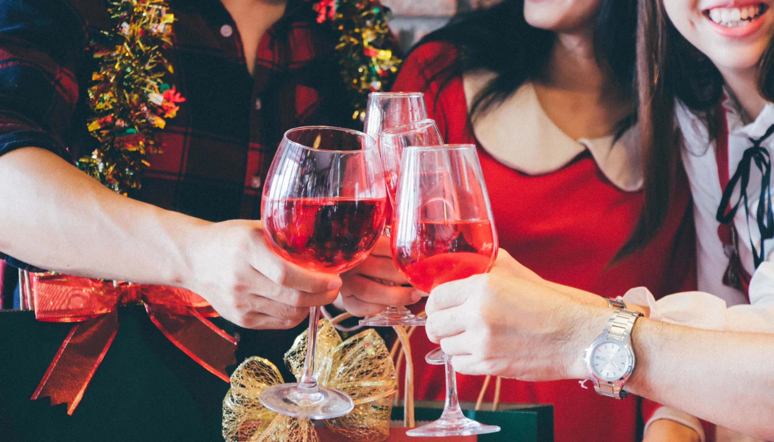 Christmas,Party,Cheerful,Young,Friends,With,Champagne Christmas party cheerful young friends drink wine responsibly