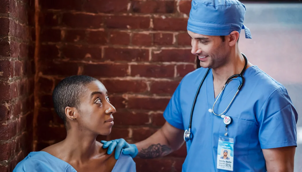 Blog Feature New Test Doctor comforts and informs patient